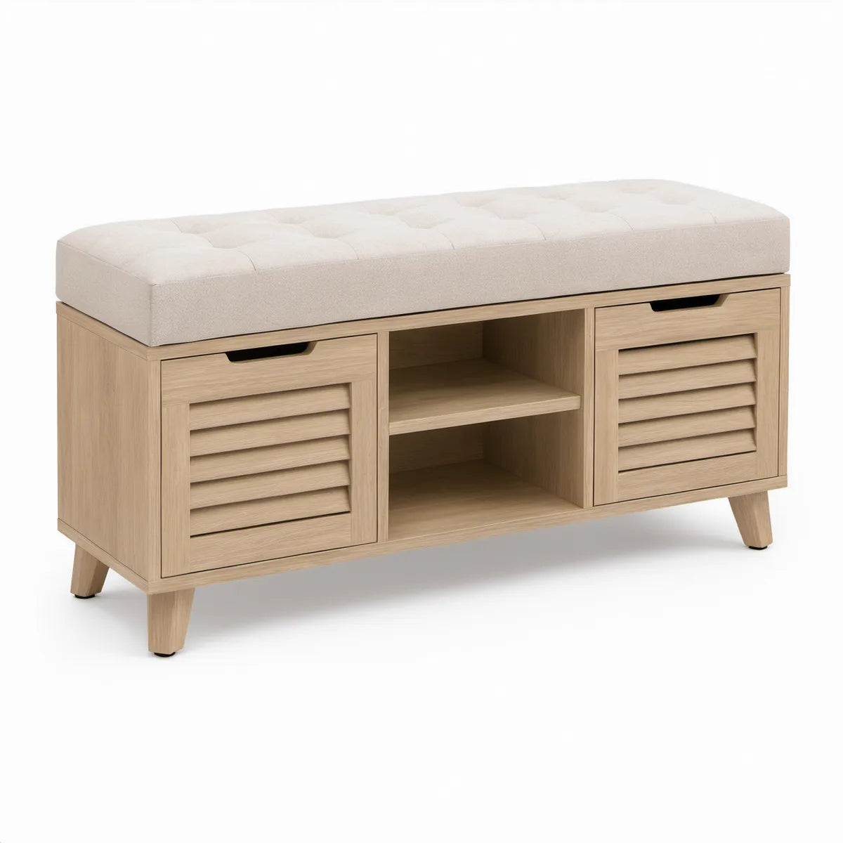 Botník s lavicí 100 × 35 × 50 cm, světlý dub/béžová
